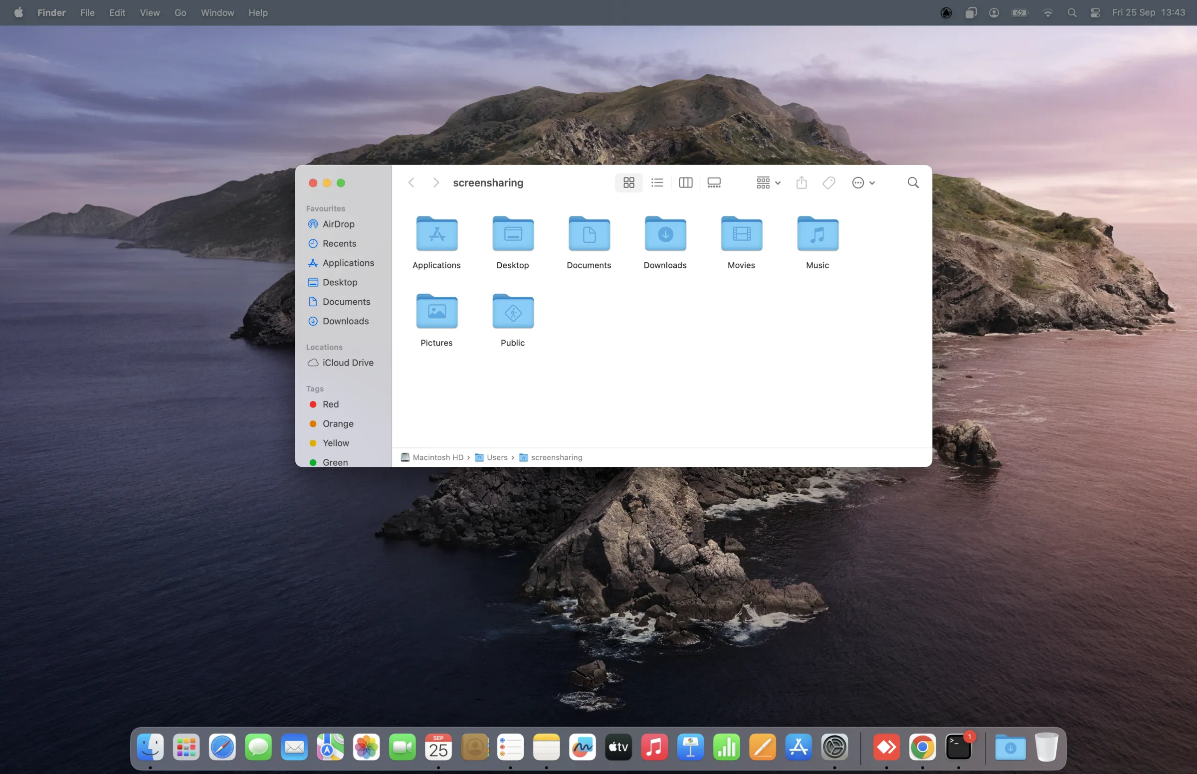 The same Mac with Foreground: only the Finder window is visible, over a calm wallpaper.